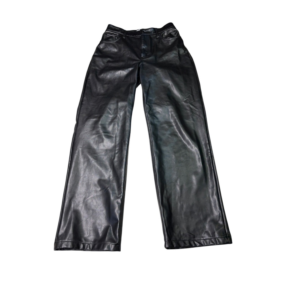 Abercrombie & Fitch Curve Love 90s Relaxed Vegan Leather Pants Black 28X30 Ultra